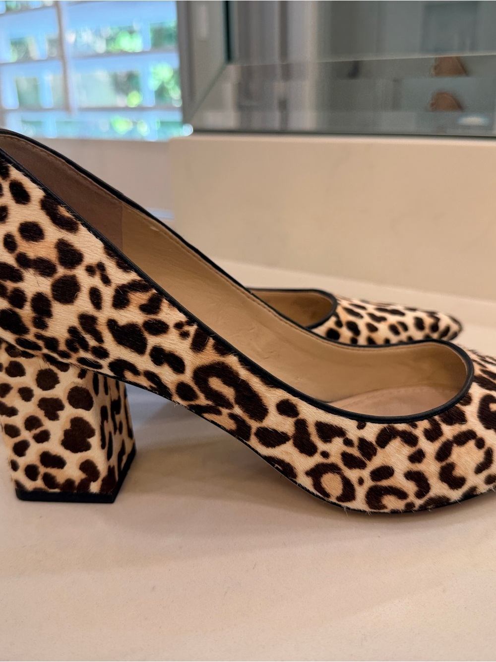 Marc Fisher Ltd Zala Leopard-Print Block Heel Pumps - Beige & Brown
